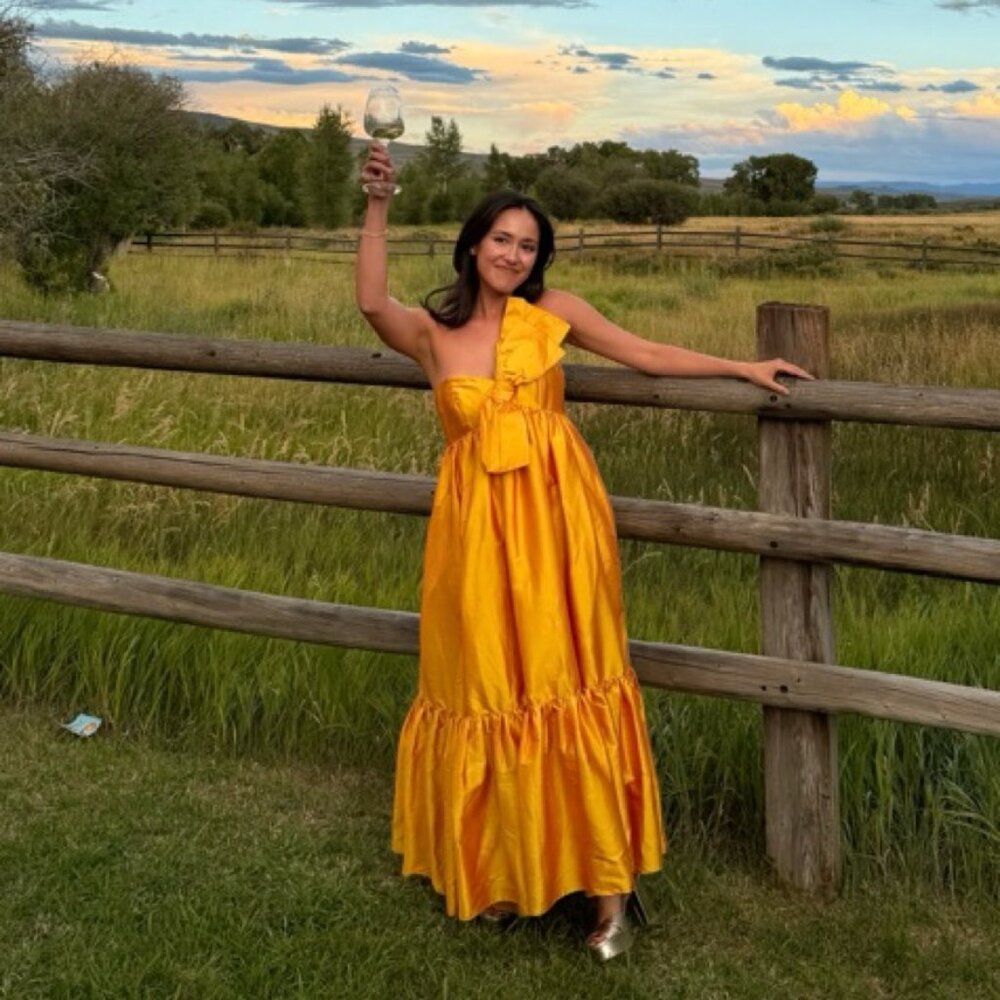 Anthropologie Hutch Atsu Golden Bow Midi Dress